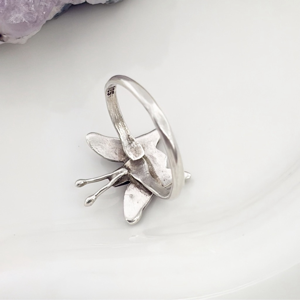Vintage Sterling Silver 925 Southwest Abalone Butterfly Ring Size 5 6 7 7.5 - Picture 10 of 11